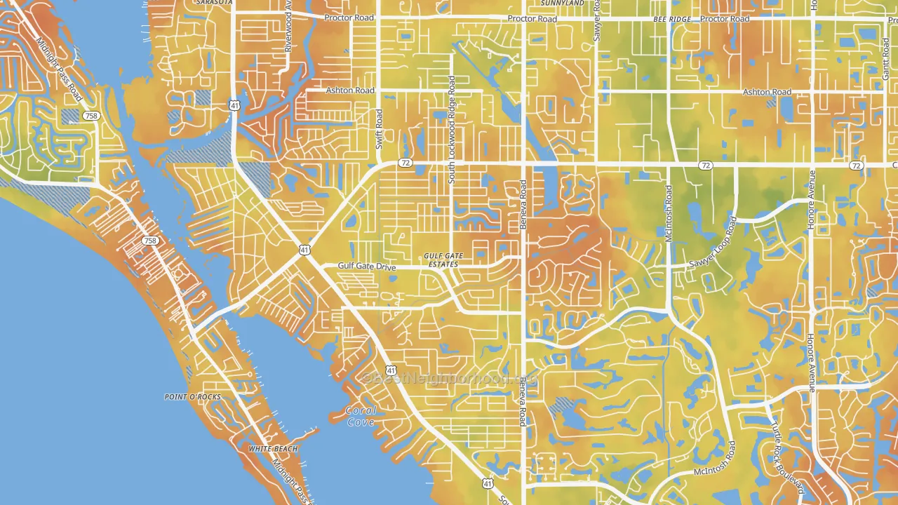 Bike Grade map of Gulf Gate Estates, FL