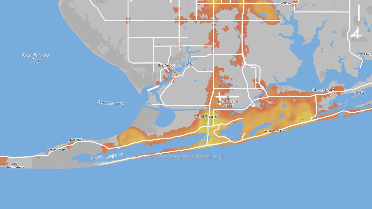 Bike Grade map of Gulf Shores, AL