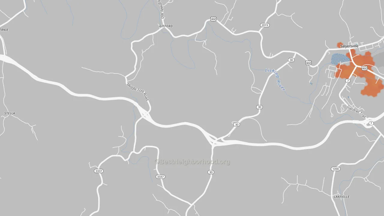 Bike Grade map of Gullett, KY