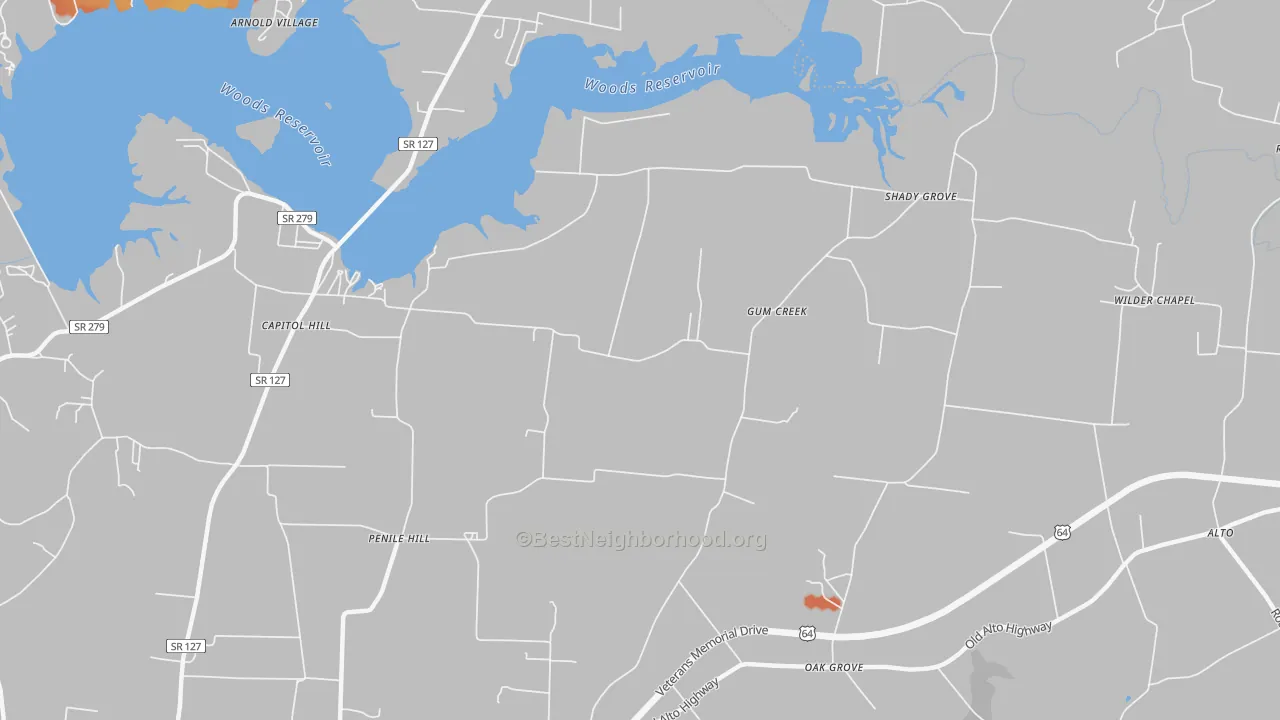Bike Grade map of Gum Creek, TN