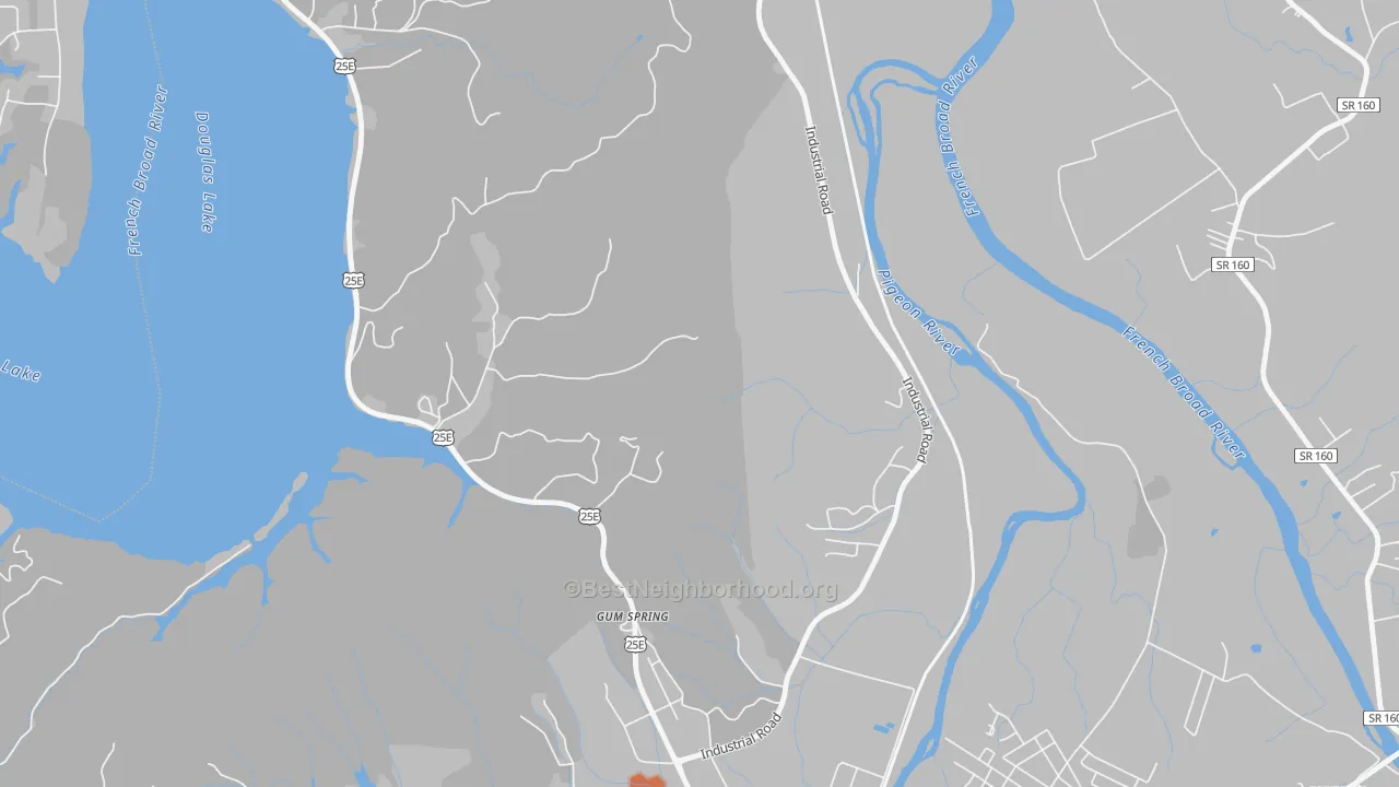 Bike Grade map of Gum Spring, TN
