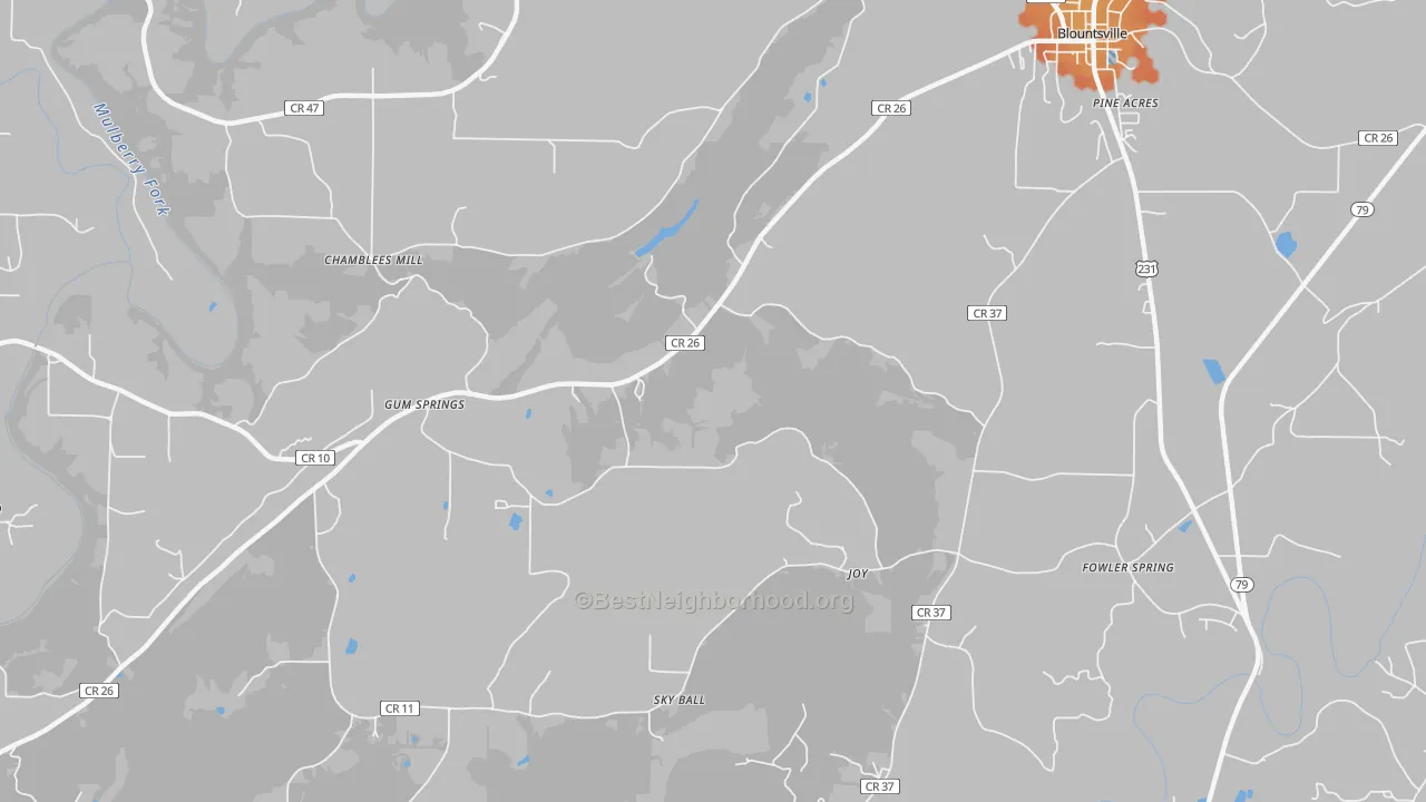 Bike Grade map of Gum Springs, AL