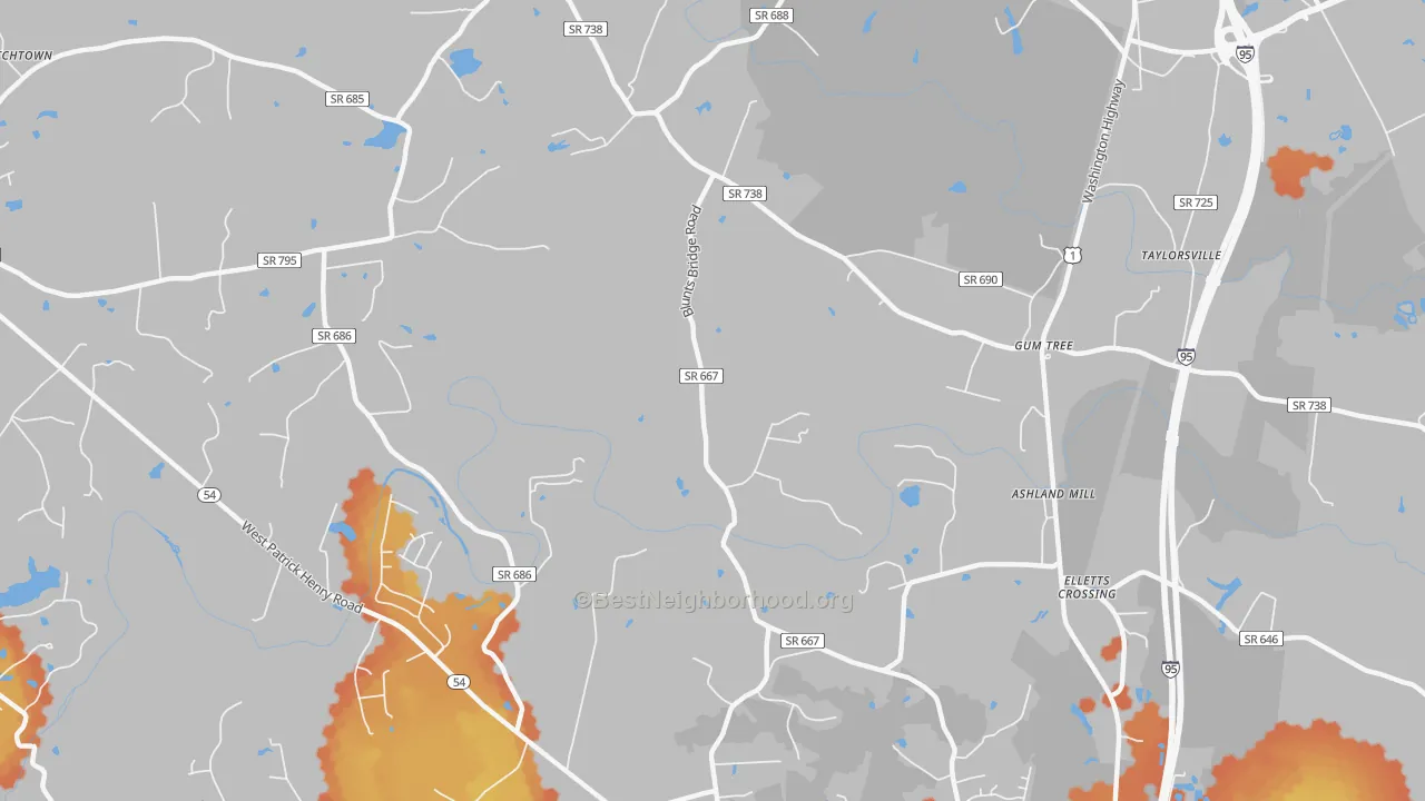 Bike Grade map of Gum Tree, VA