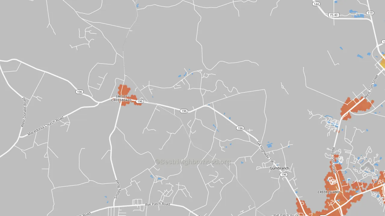 Bike Grade map of Gumbranch, GA