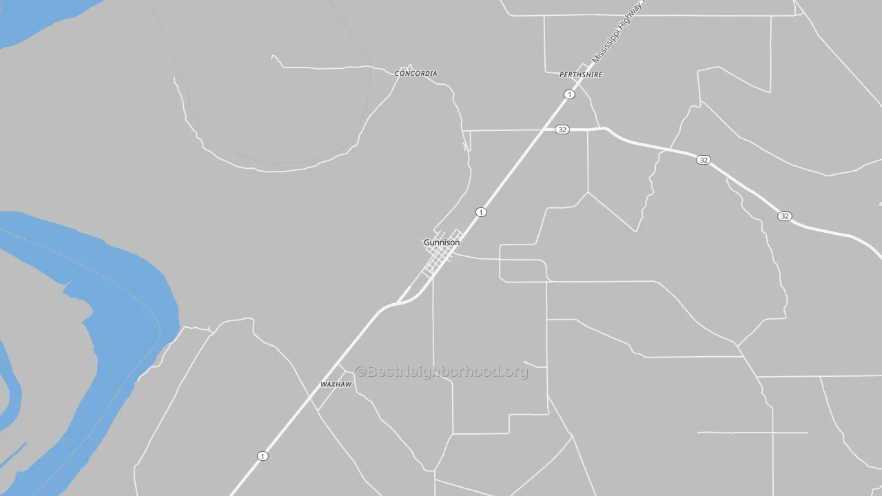 Bike Grade map of Gunnison, MS