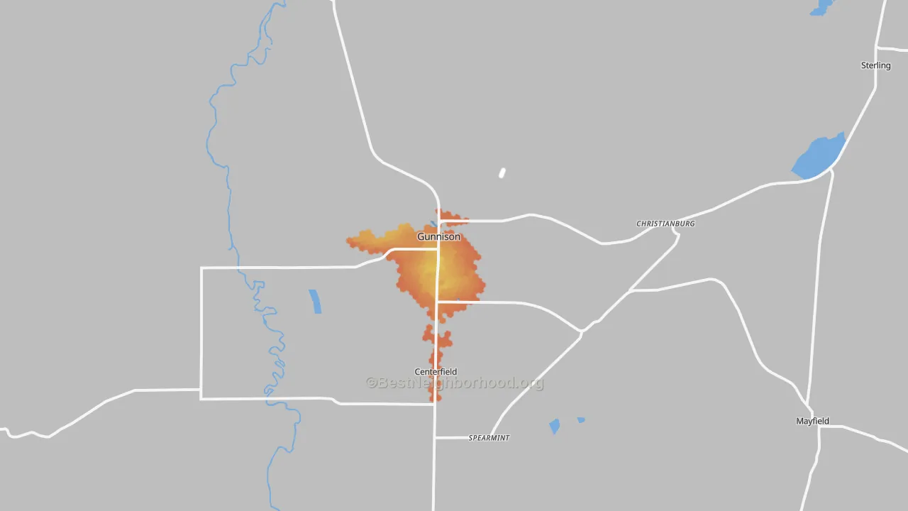 Bike Grade map of Gunnison, UT