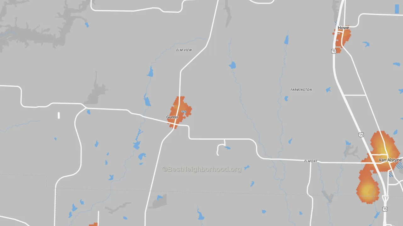 Bike Grade map of Gunter, TX