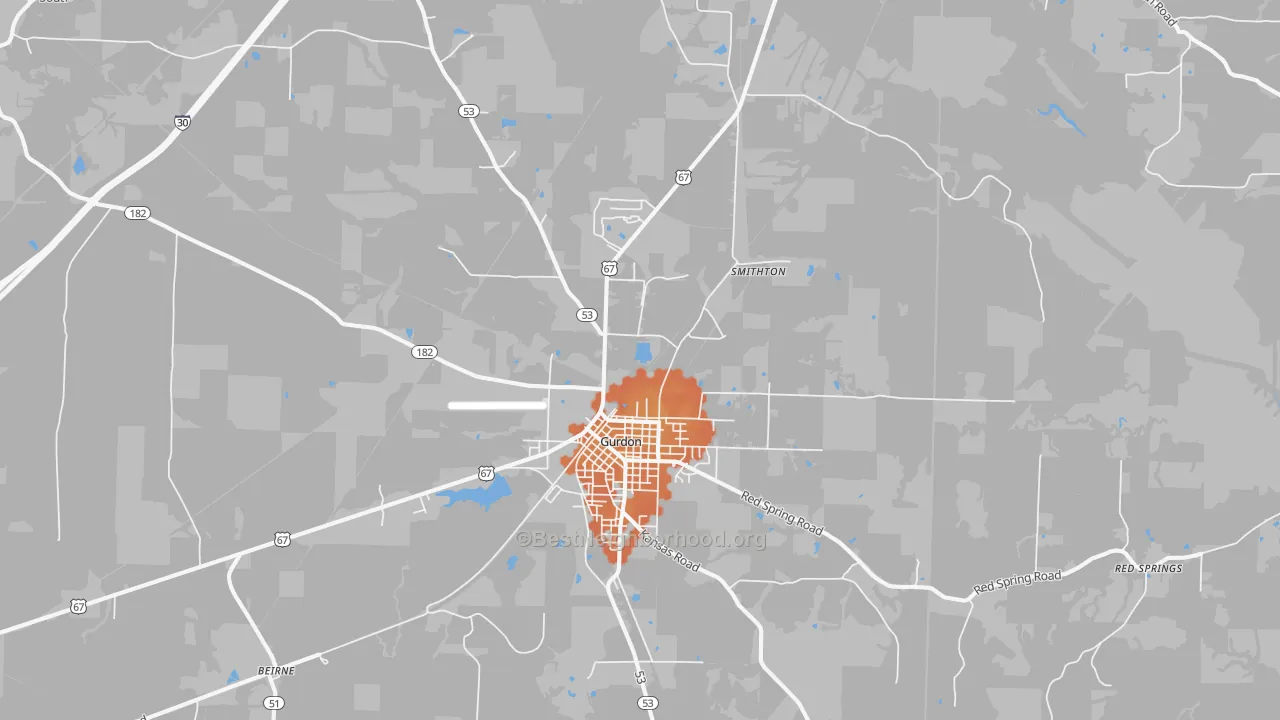 Bike Grade map of Gurdon, AR