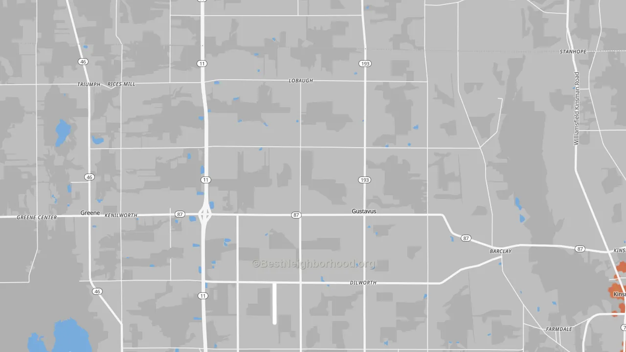 Bike Grade map of Gustavus, OH