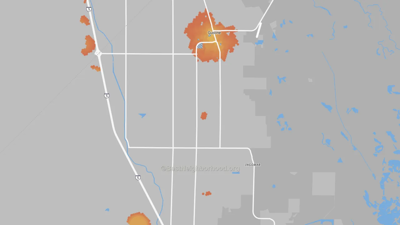 Bike Grade map of Gustine, CA