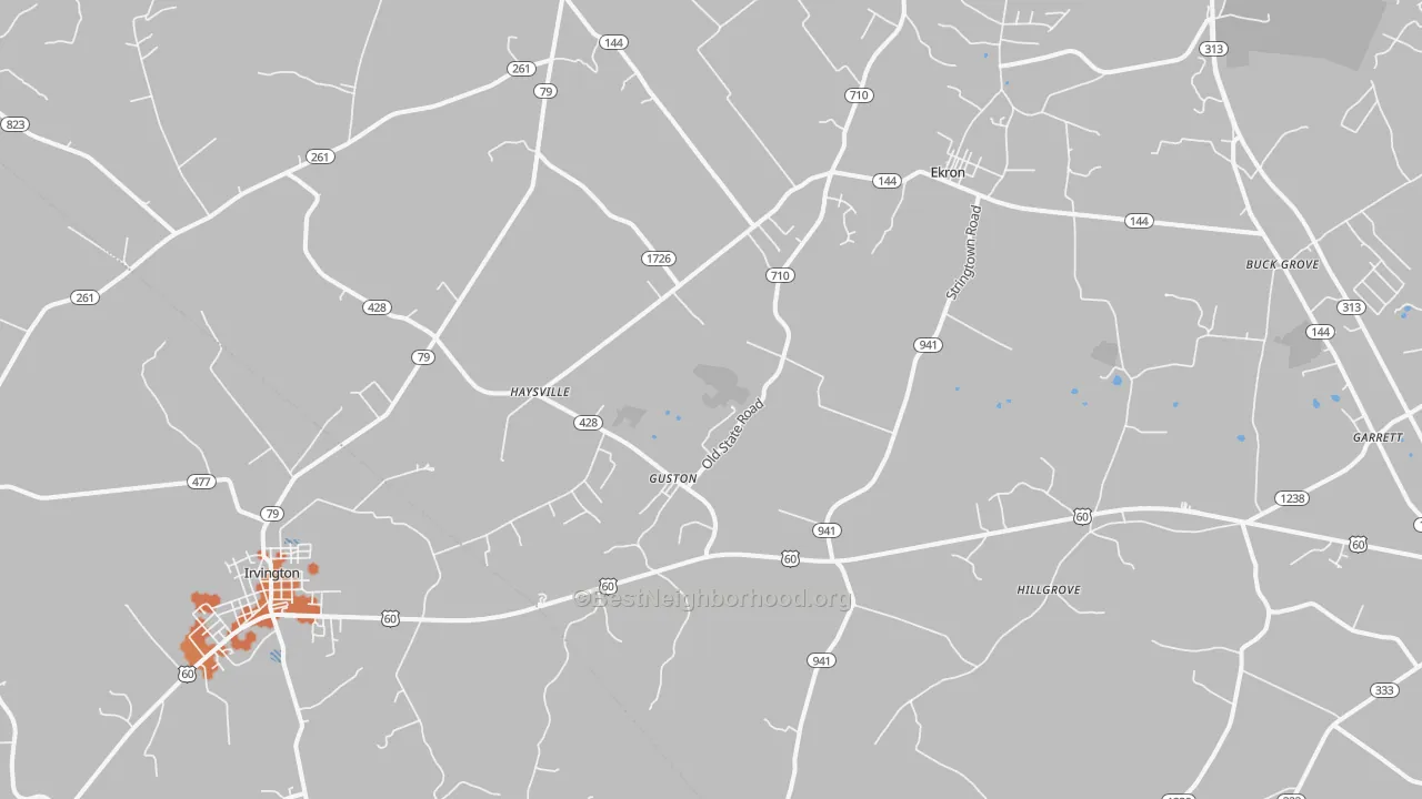 Bike Grade map of Guston, KY