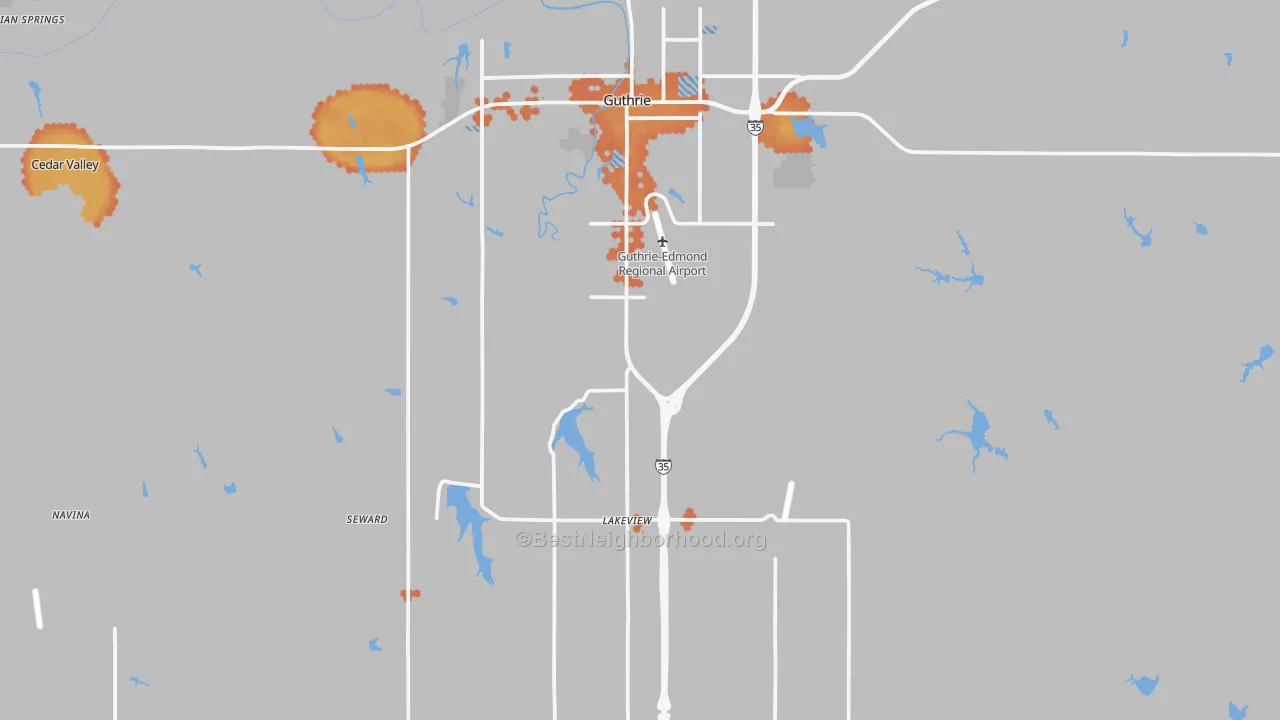 Bike Grade map of Guthrie, OK