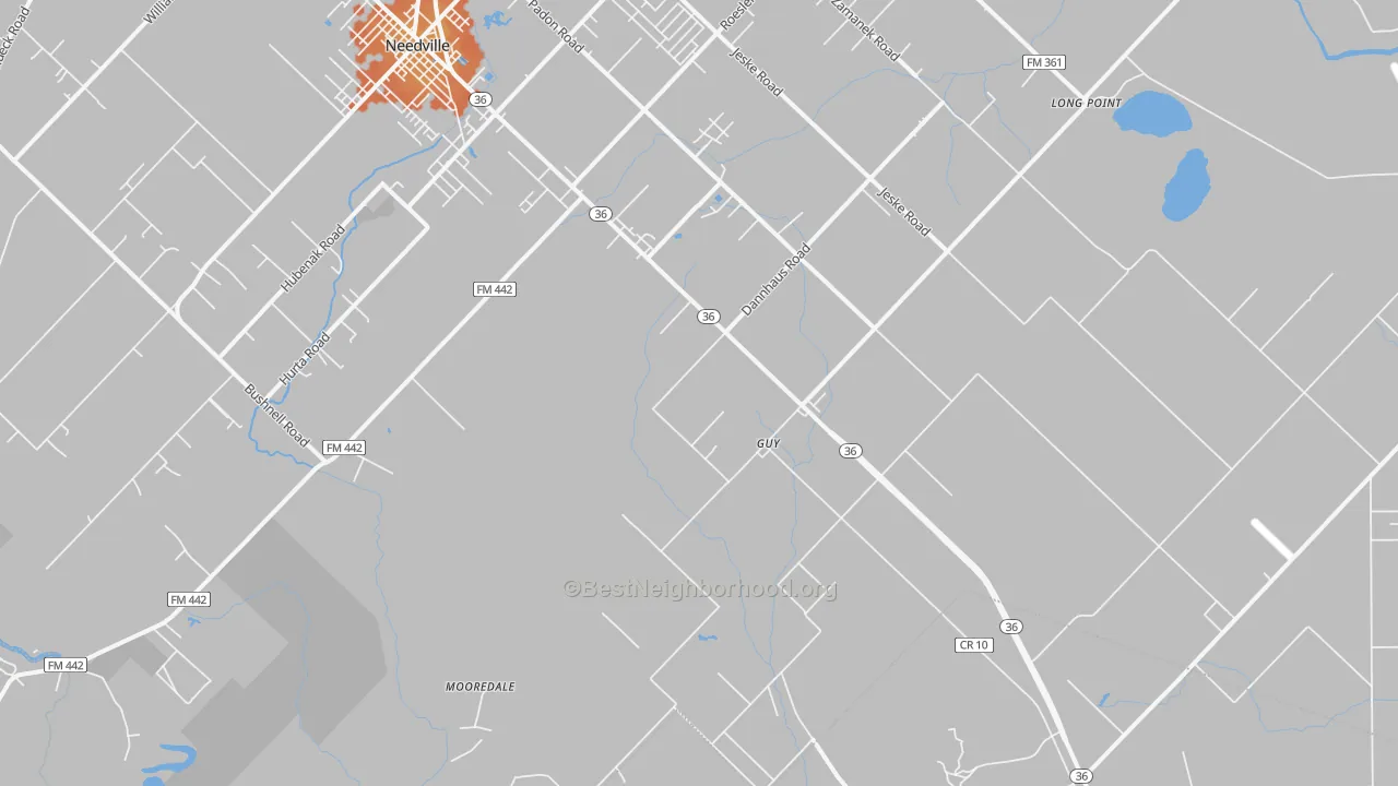 Bike Grade map of Guy, TX