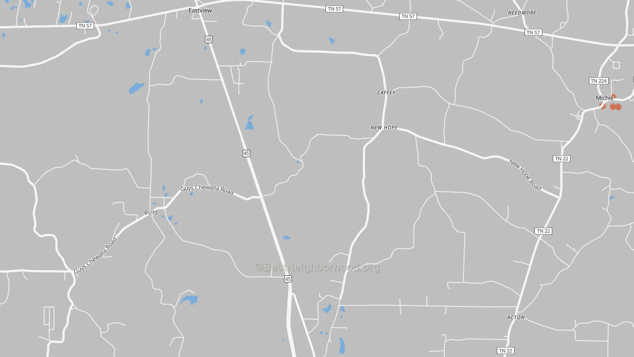 Bike Grade map of Guys, TN