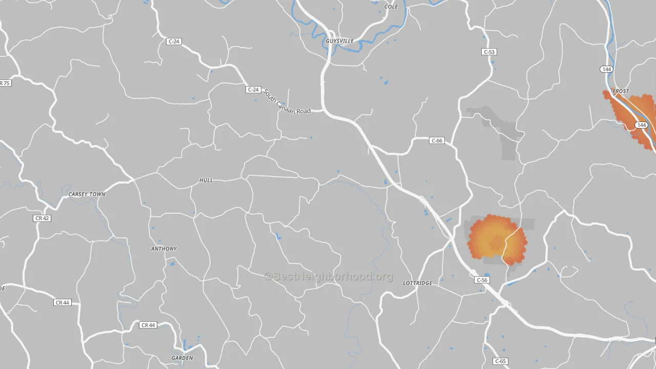 Bike Grade map of Guysville, OH
