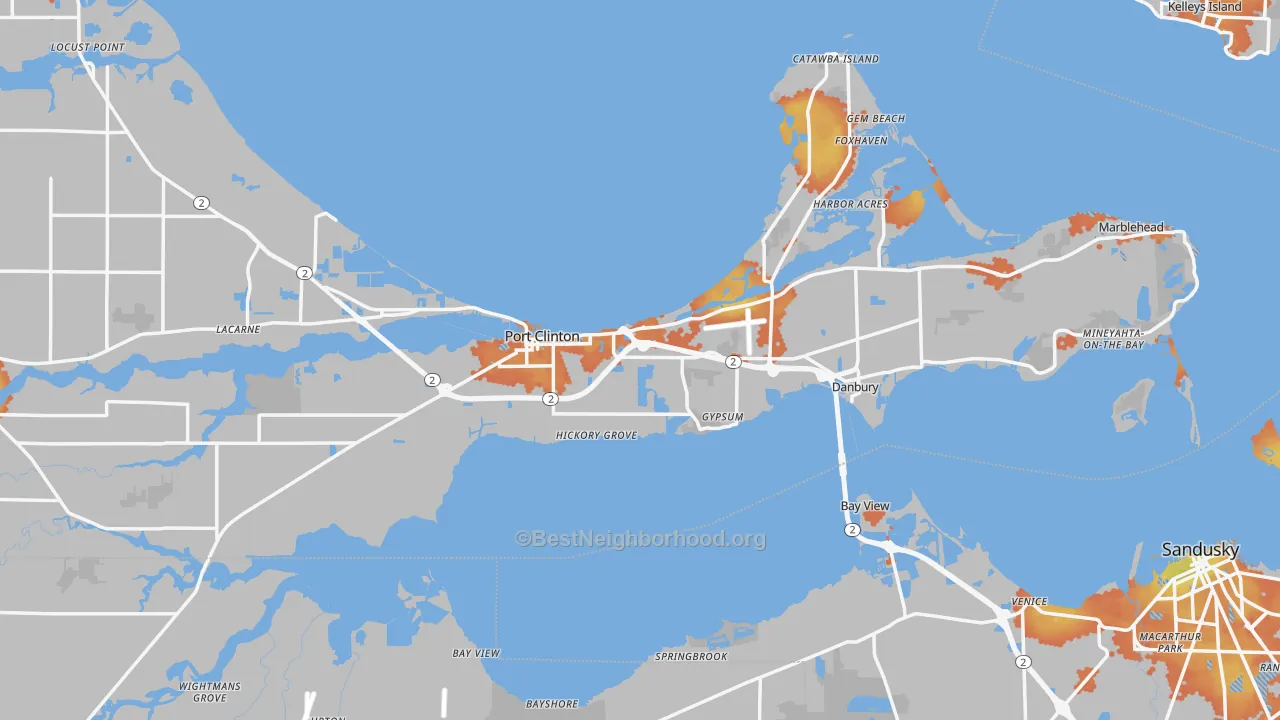 Bike Grade map of Gypsum, OH