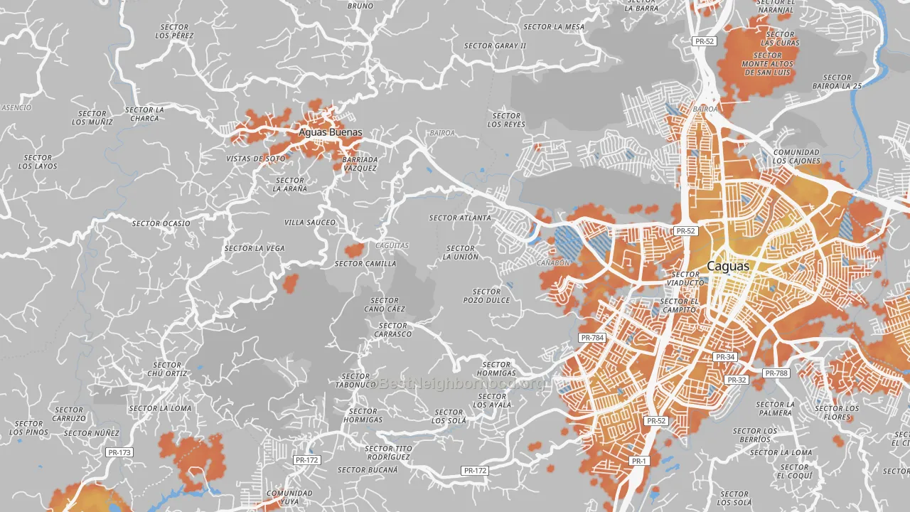 Bike Grade map of Hacienda San Jose, PR