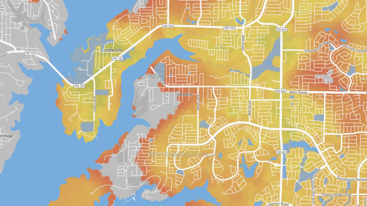 Bike Grade map of Hackberry, TX