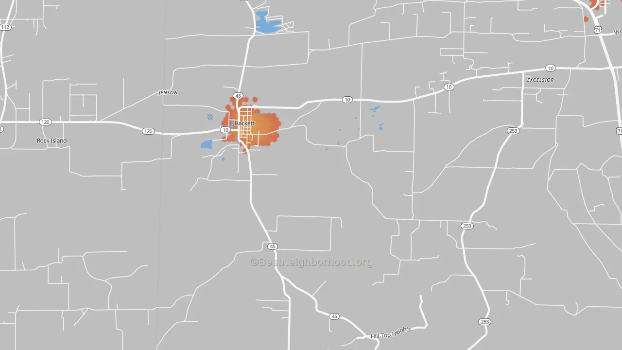 Bike Grade map of Hackett, AR