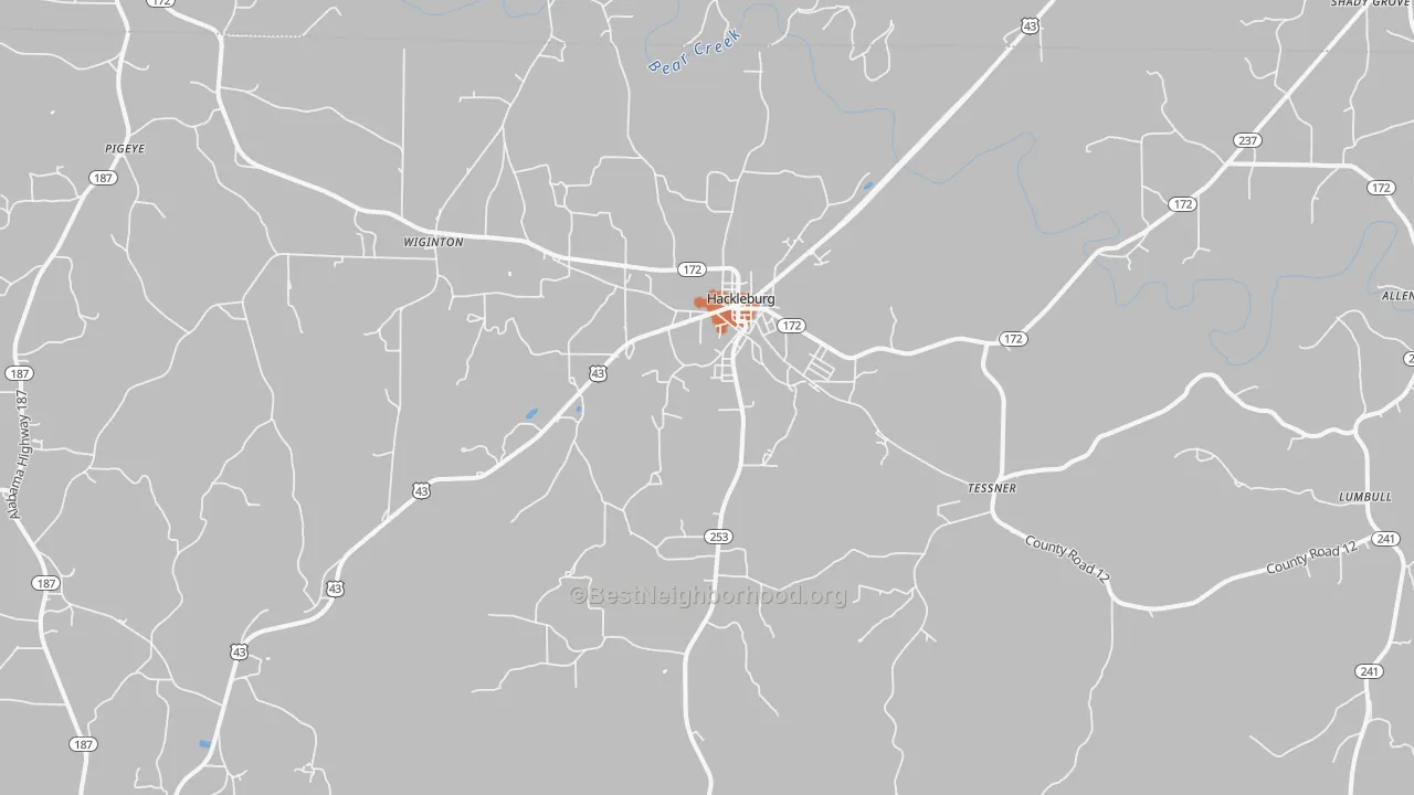 Bike Grade map of Hackleburg, AL