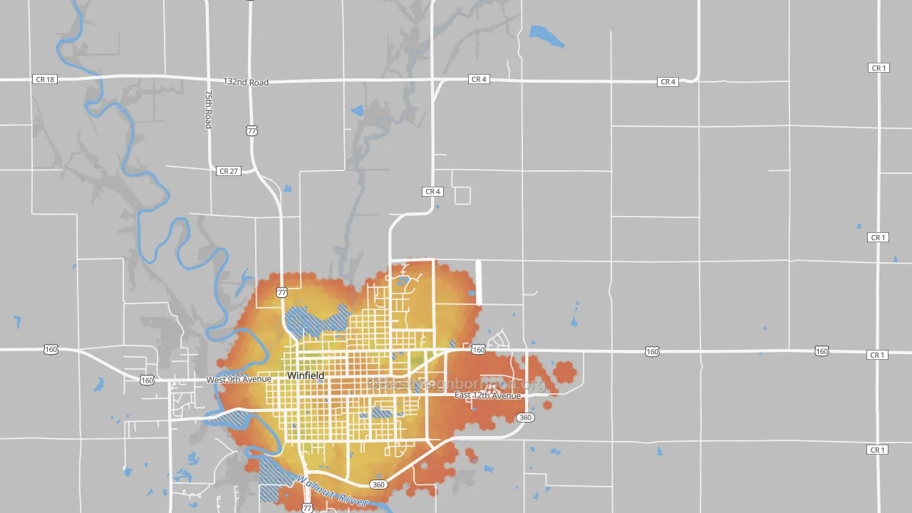 Bike Grade map of Hackney, KS