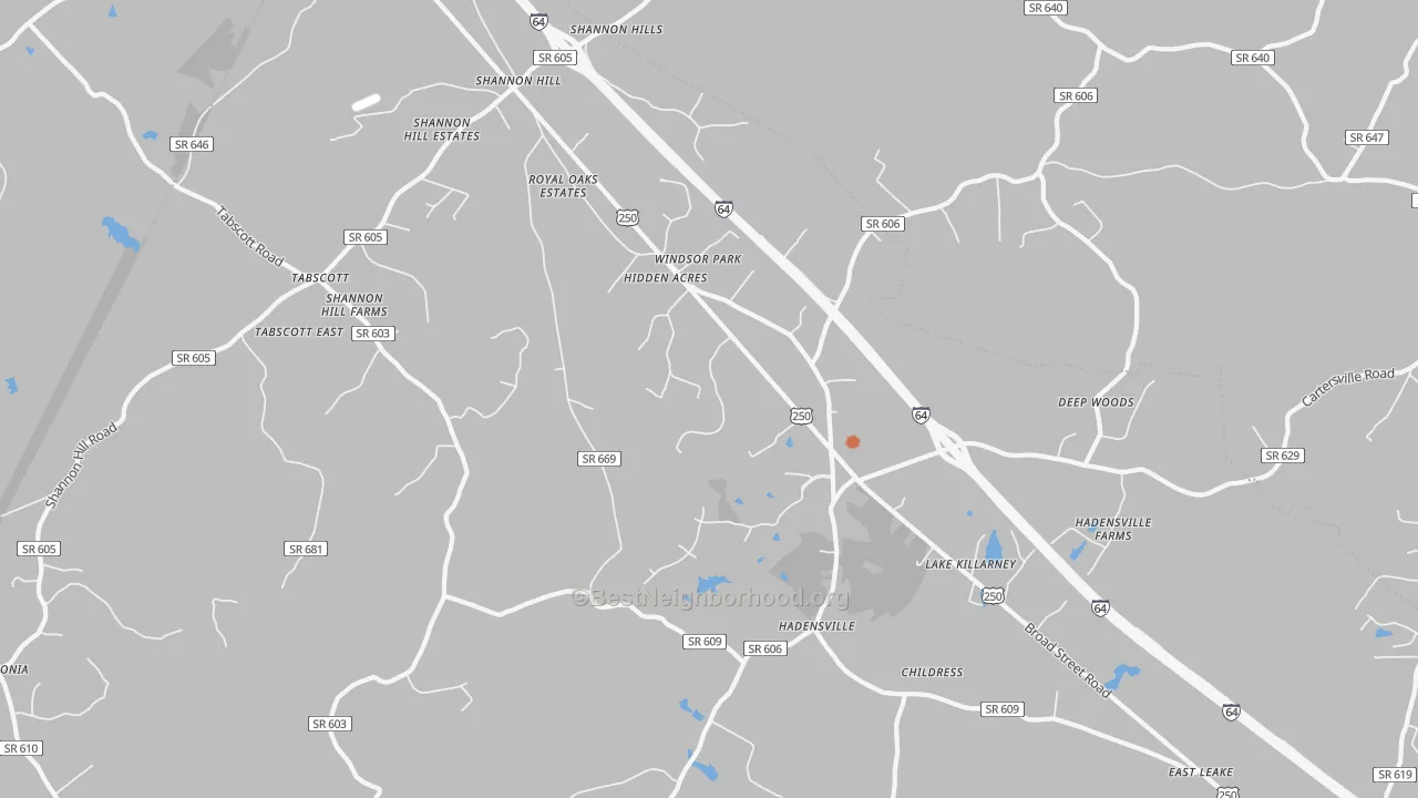 Bike Grade map of Hadensville, VA