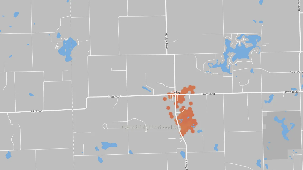 Bike Grade map of Hadley, MI