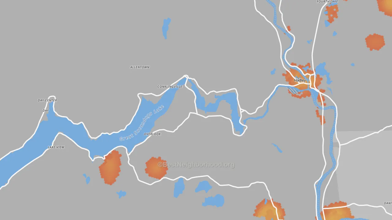 Bike Grade map of Hadley, NY