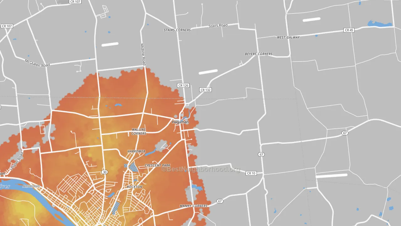 Bike Grade map of Hagaman, NY