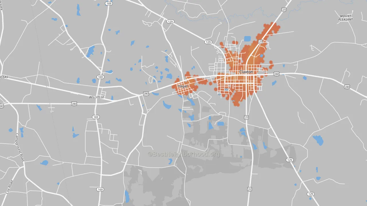 Bike Grade map of Hagan, GA