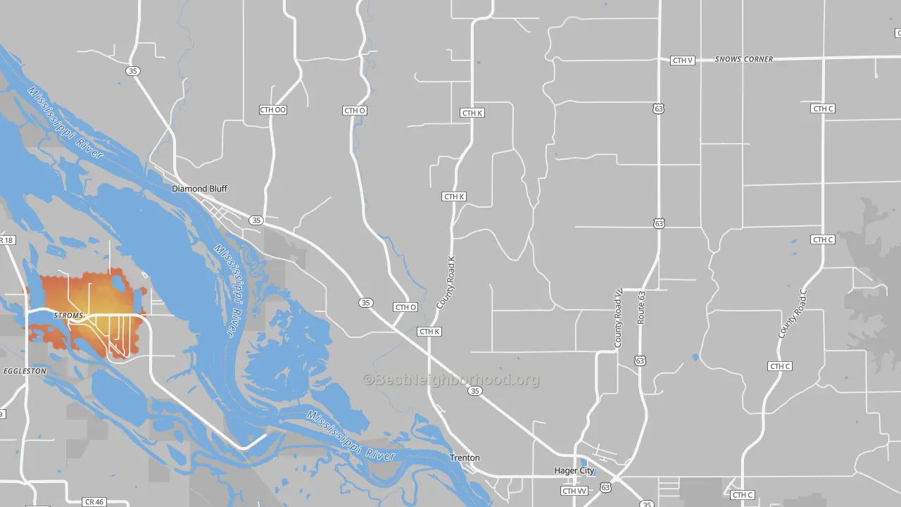Bike Grade map of Hager City, WI