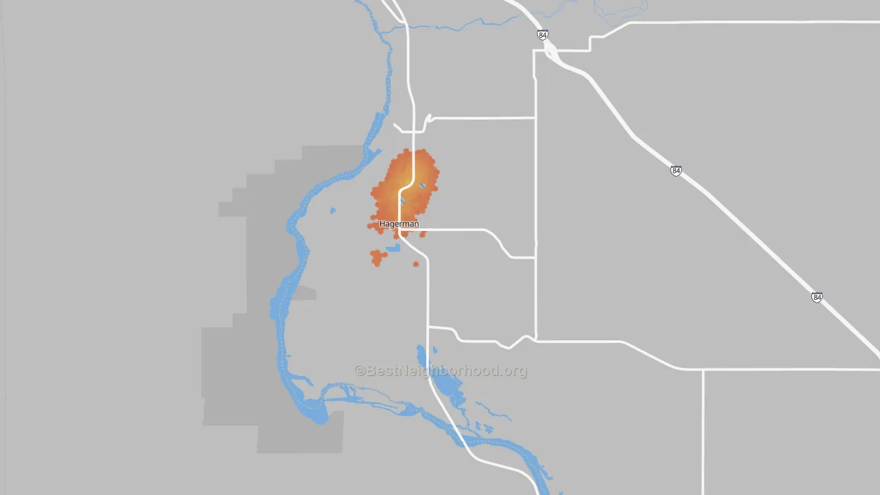 Bike Grade map of Hagerman, ID