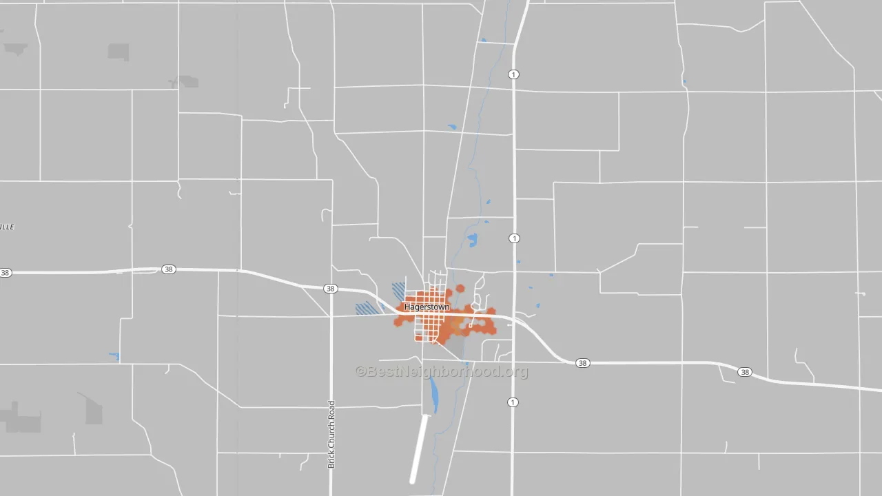 Bike Grade map of Hagerstown, IN