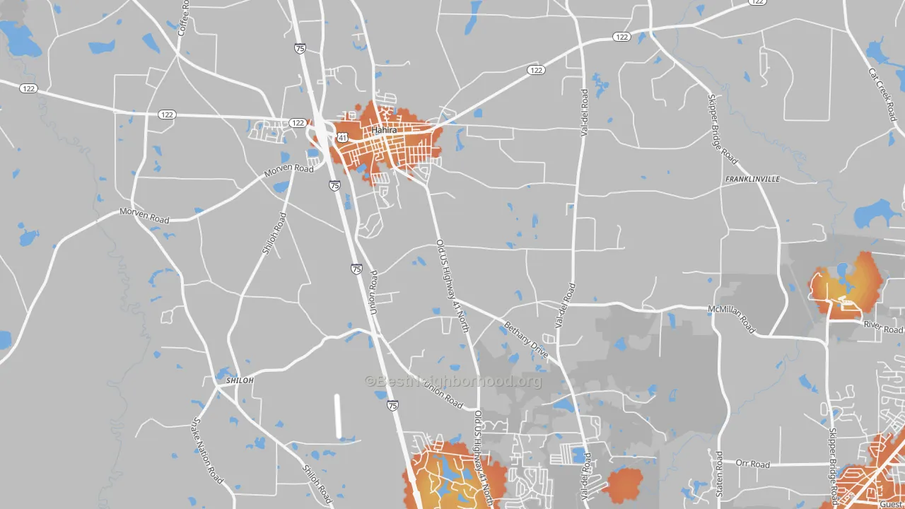 Bike Grade map of Hahira, GA
