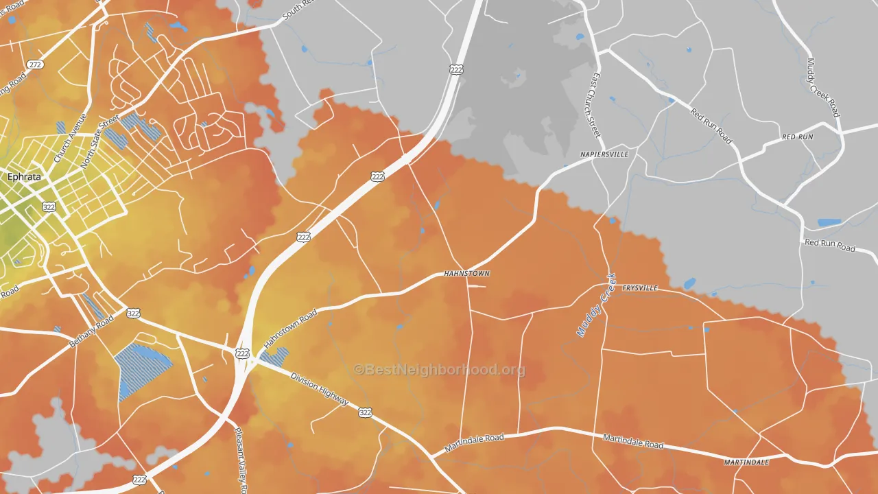 Bike Grade map of Hahnstown, PA