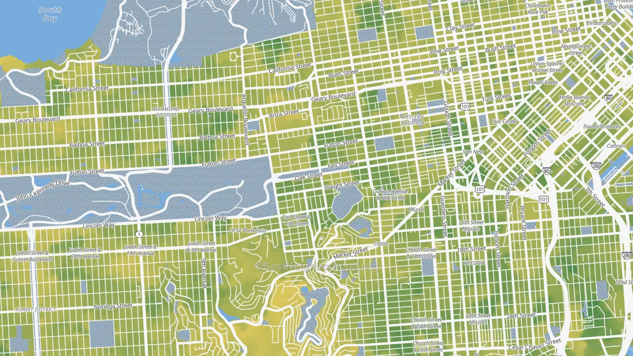 Bike Grade map of Haight-Ashbury, San Francisco, CA