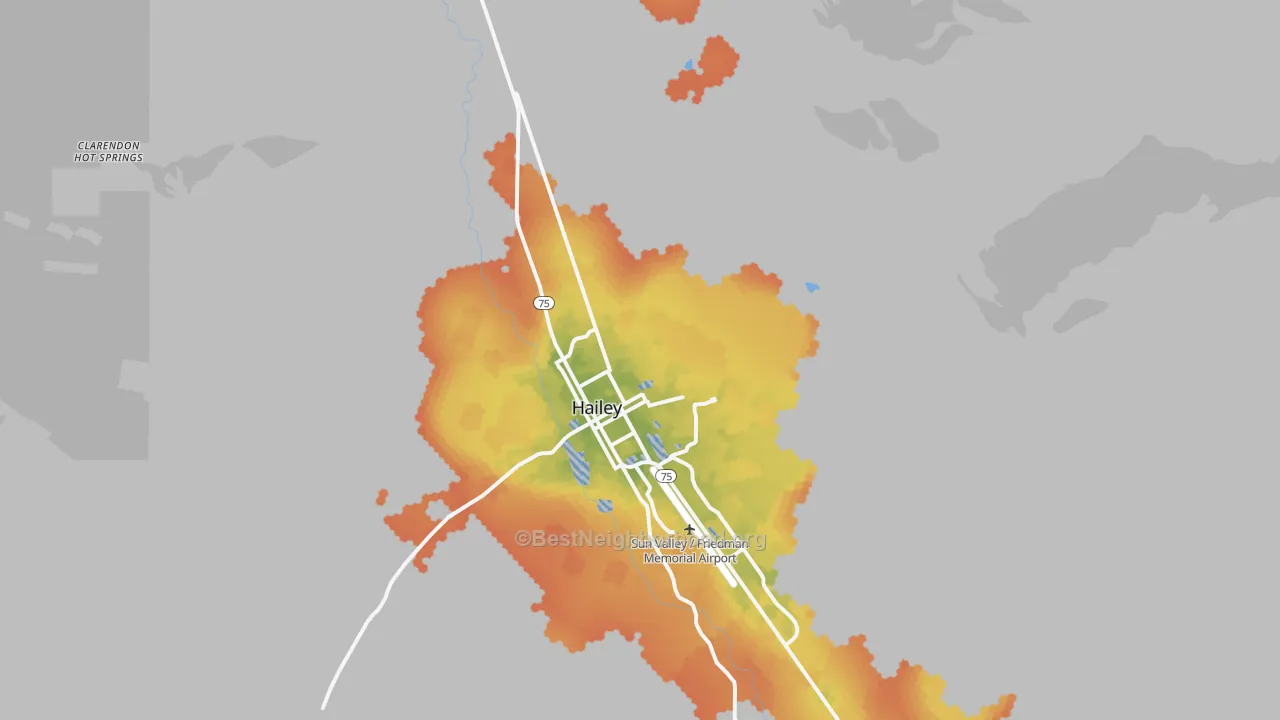 Bike Grade map of Hailey, ID