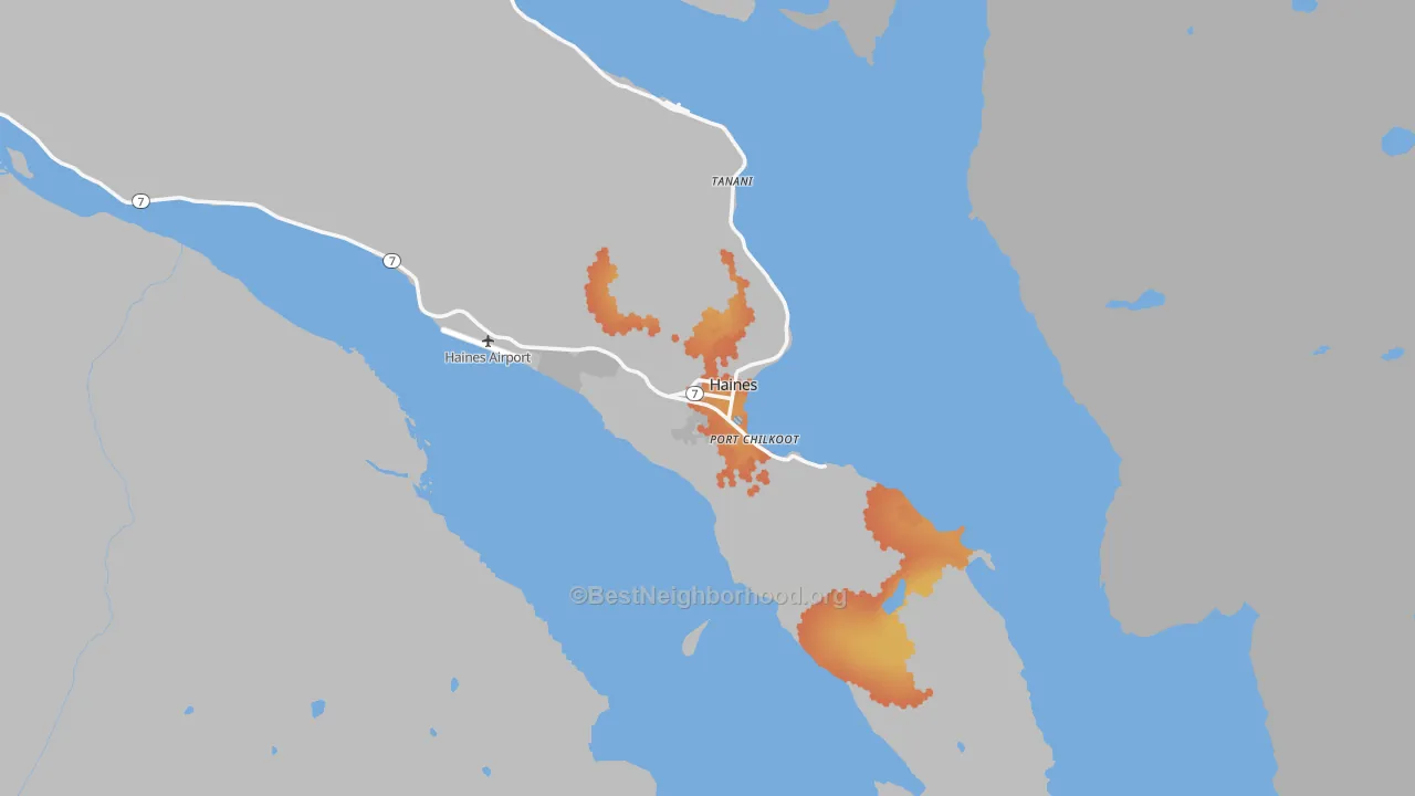 Bike Grade map of Haines, AK