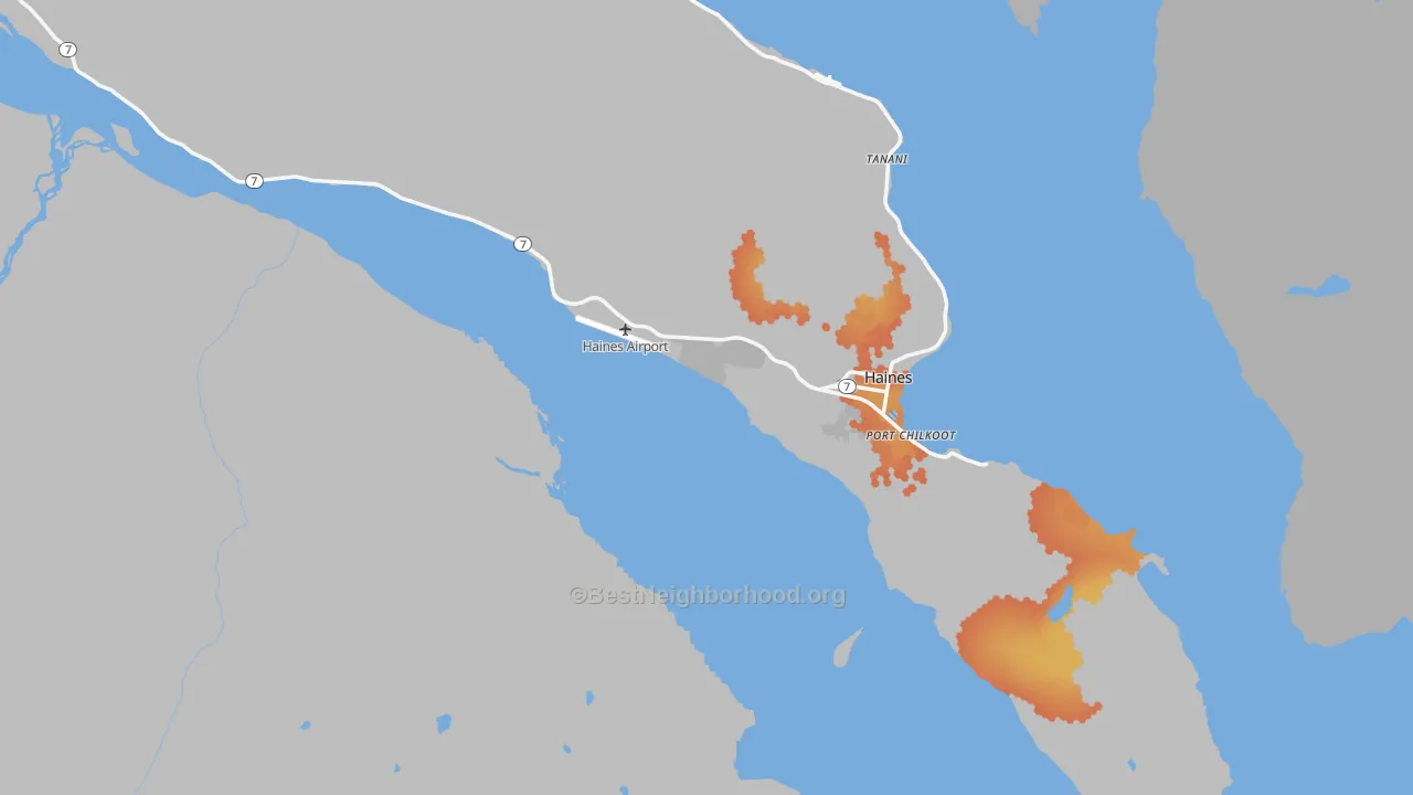 Bike Grade map of Haines Borough, AK