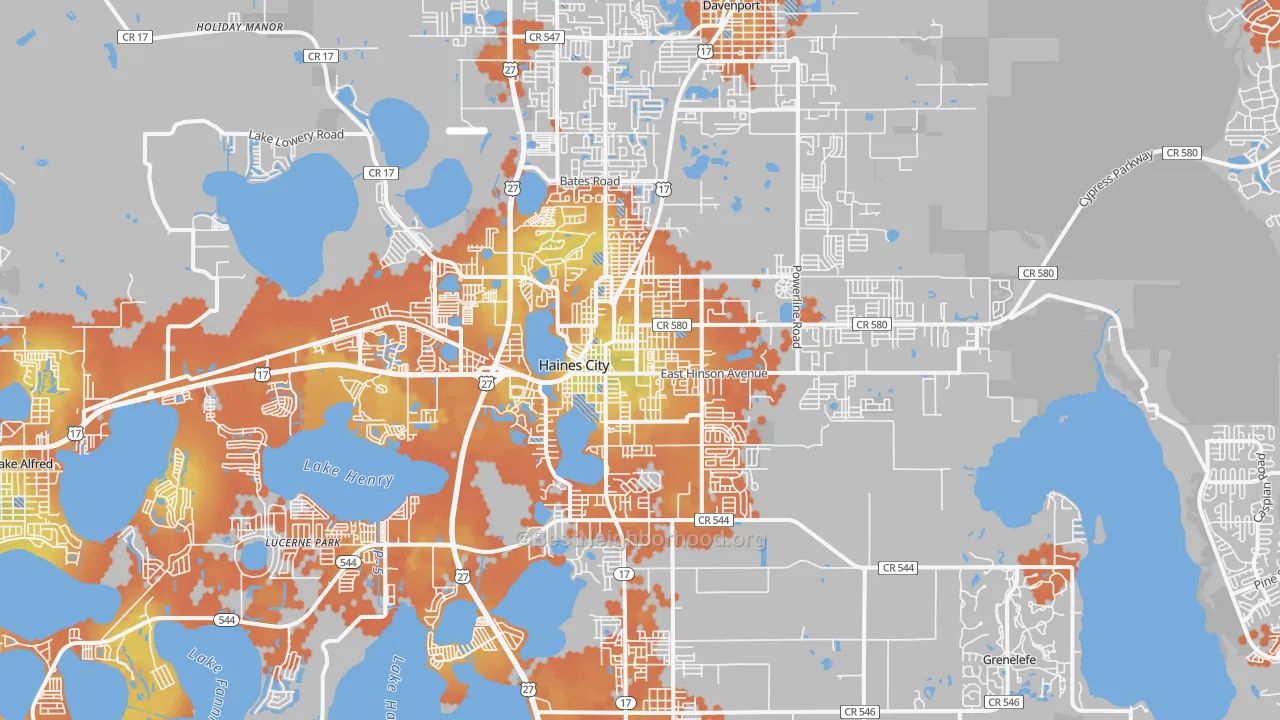 Bike Grade map of Haines City, FL