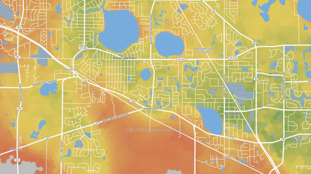 Bike Grade map of Hainesville, IL