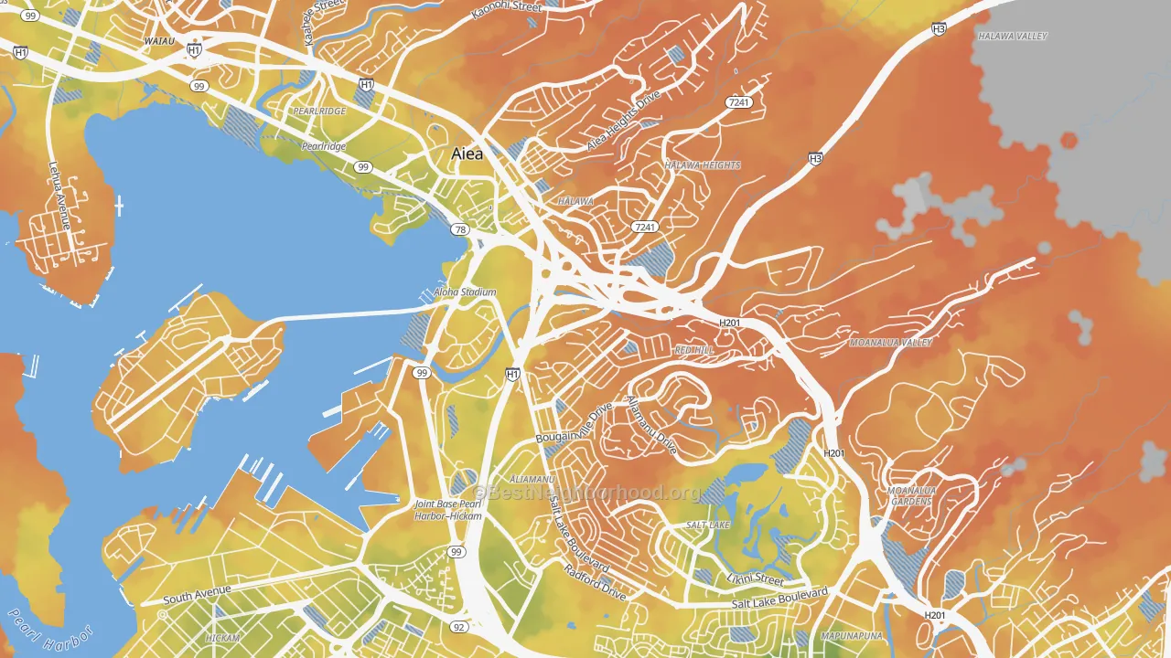Bike Grade map of Halawa, HI