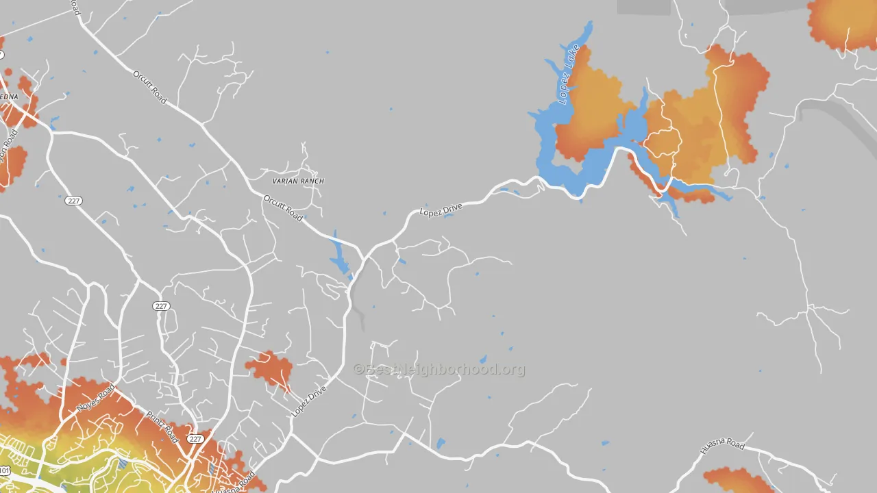 Bike Grade map of Halcyon, CA