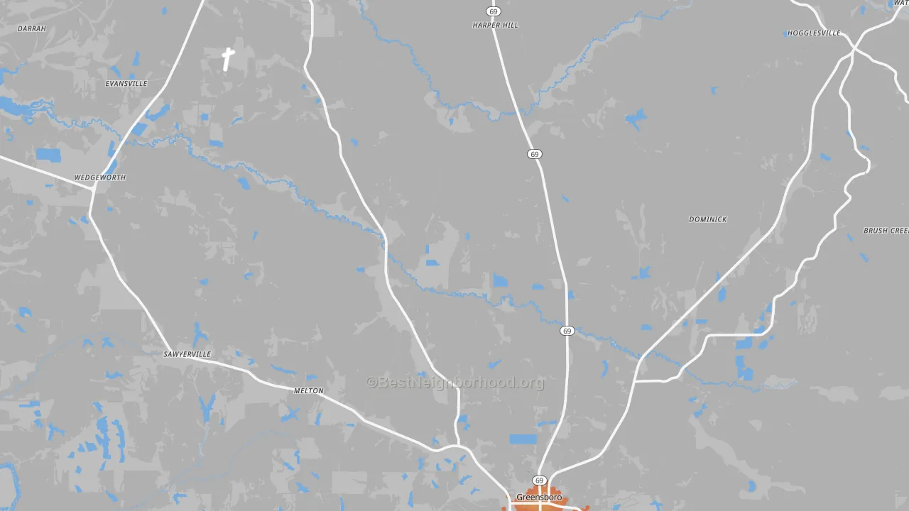 Bike Grade map of Hale County, AL