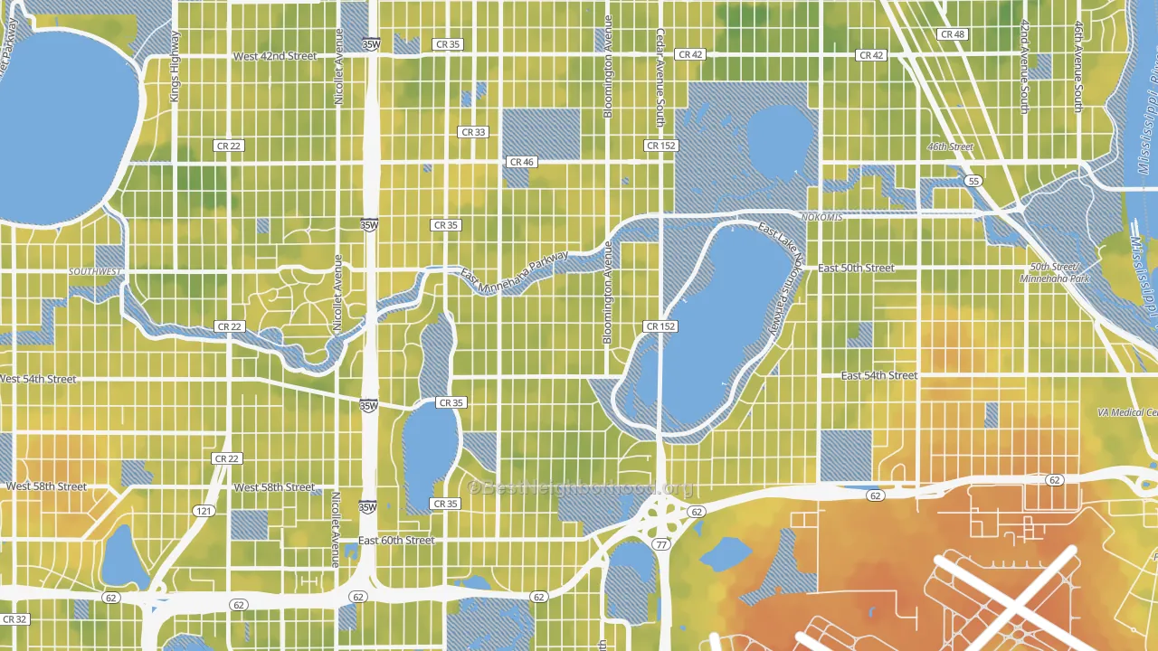 Bike Grade map of Hale, Minneapolis, MN