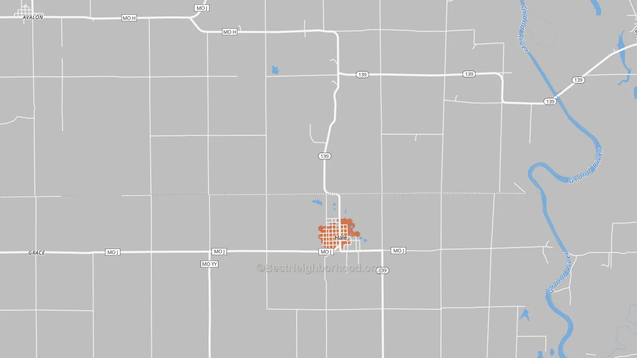 Bike Grade map of Hale, MO