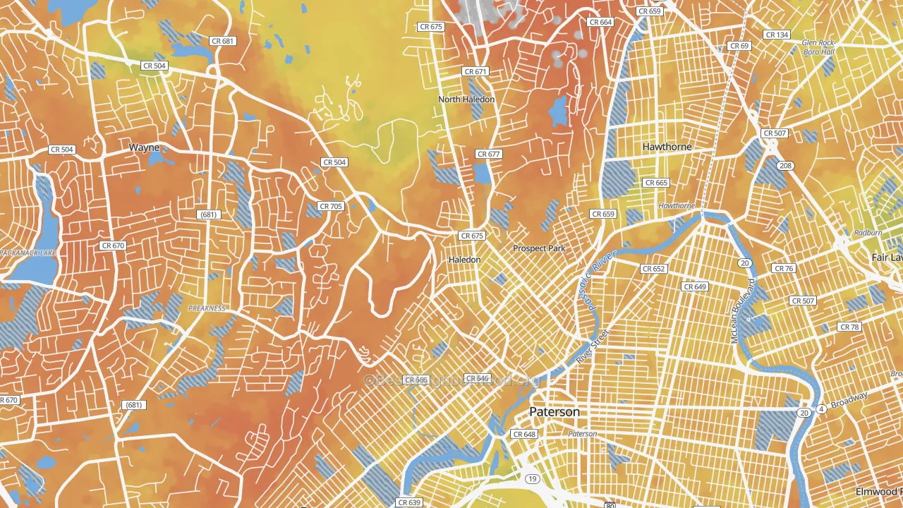 Bike Grade map of Haledon, NJ