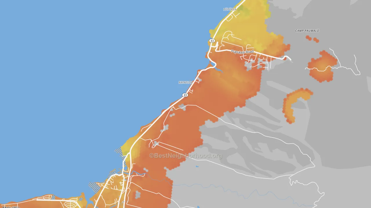 Bike Grade map of Haleiwa, HI