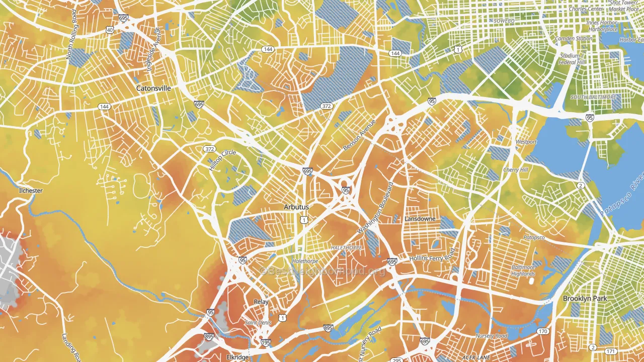Bike Grade map of Halethorpe, MD
