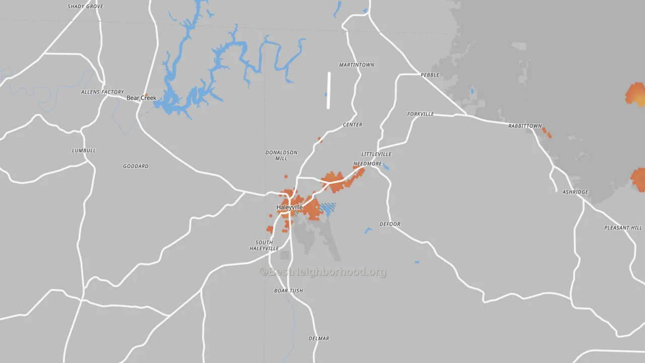 Bike Grade map of Haleyville, AL